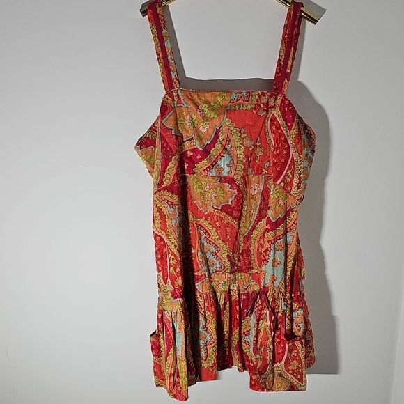 Red and Orange Paisley Sundress, Top, Coverup. By UNIQUE. Size 22/24. - Picture 1 of 9